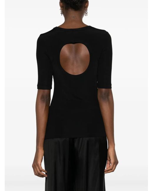 Fabiana Filippi Black Jersey T-Shirt With Unique Cut-Out Detail