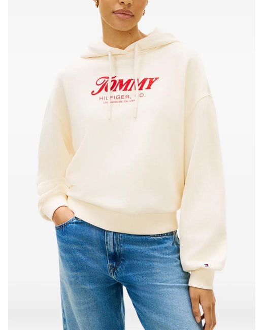 Tommy Hilfiger White Drawstring Hooded Sweatshirt