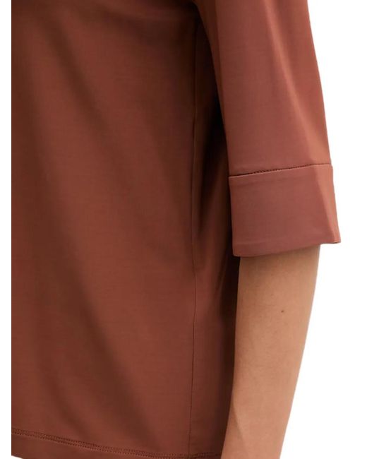 Max Mara Brown Spread-Collar Three-Quarter-Sleeve Blouse