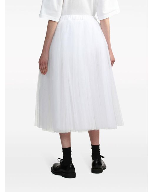 COMME DES GARÇON BLACK White Tulle Midi Skirt