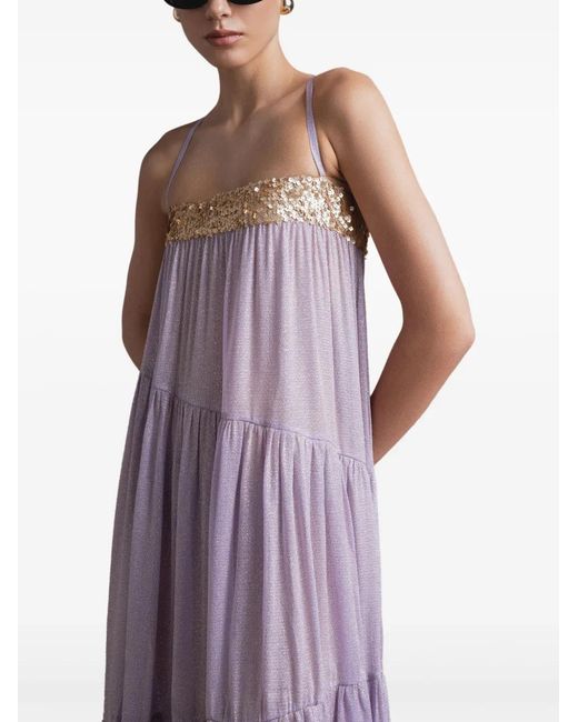 SANA OSMANI Purple Tobago Sequin Midi Dress