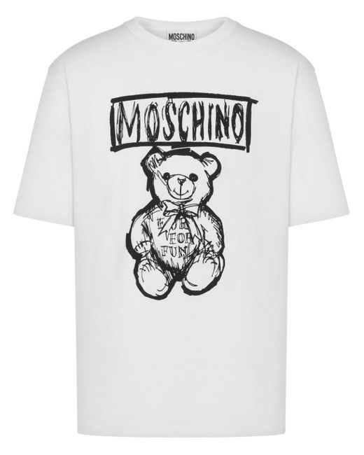 Moschino White Teddy Bear Cotton T-shirt for men