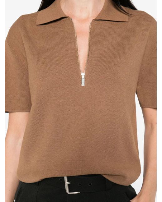 Max Mara Top Met Korte Mouwen En Rits in het Brown