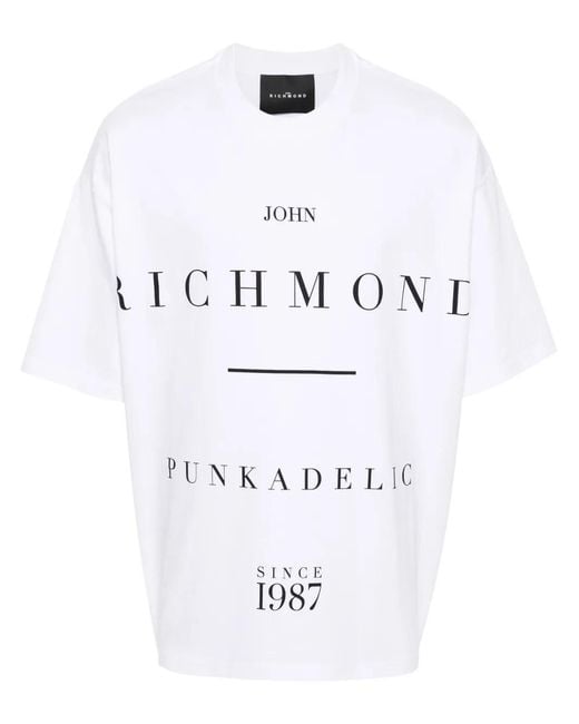John Richmond White Logo-Print T-Shirt for men