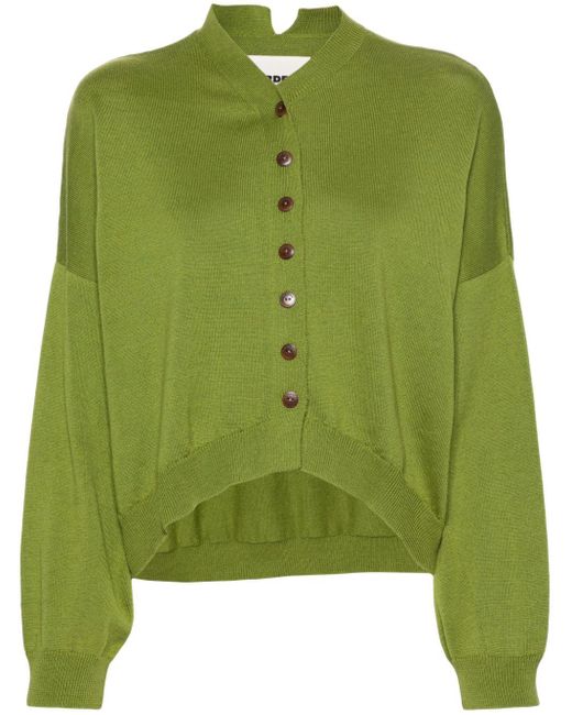 Cordera Green Drop-shoulder Cotton-blend Cardigan