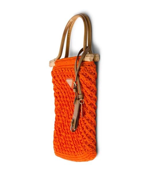 Prada Vera Gehaakte Shopper in het Orange