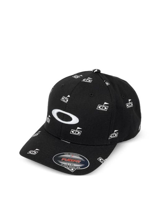 Oakley Black Flag-Print Logo-Embroidered Cap for men