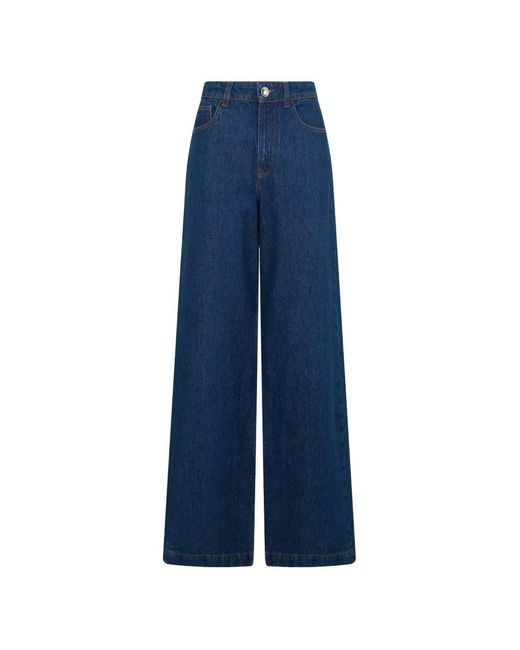 Moorer Blue Wide-Leg Jeans