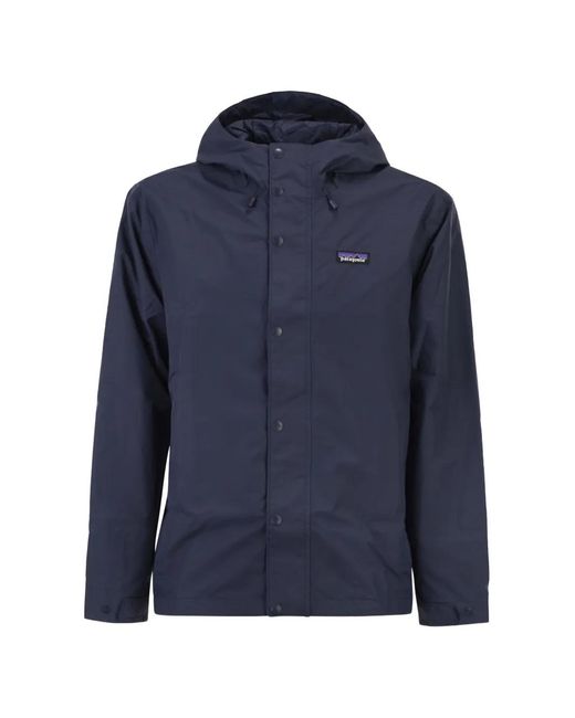 Patagonia Blue Hooded Rain Jacket for men