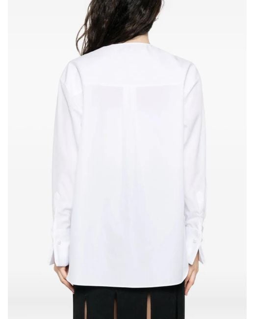 Simone Rocha Shirt Met Hoge Opstaande Kraag En Zak in het White