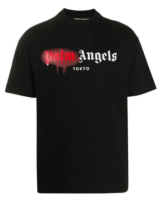 T-shirt Tokyo con effetto spray di Palm Angels in Black da Uomo