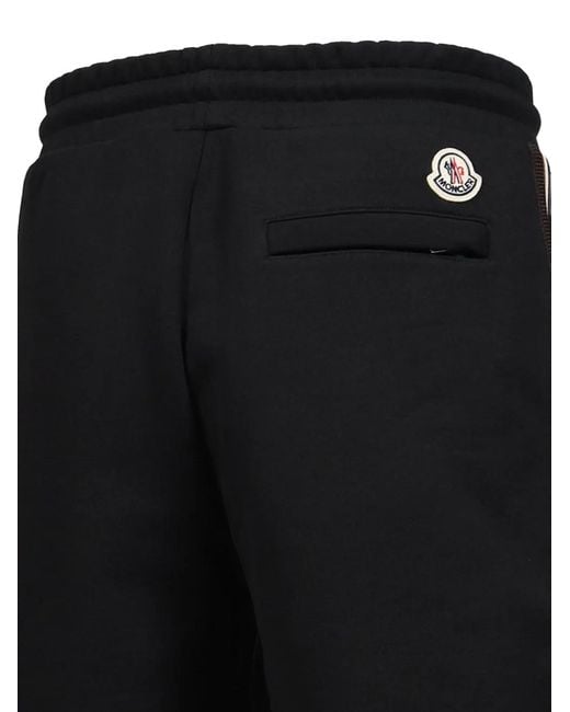 Moncler Black Logo-Patch Side-Stripe Shorts for men