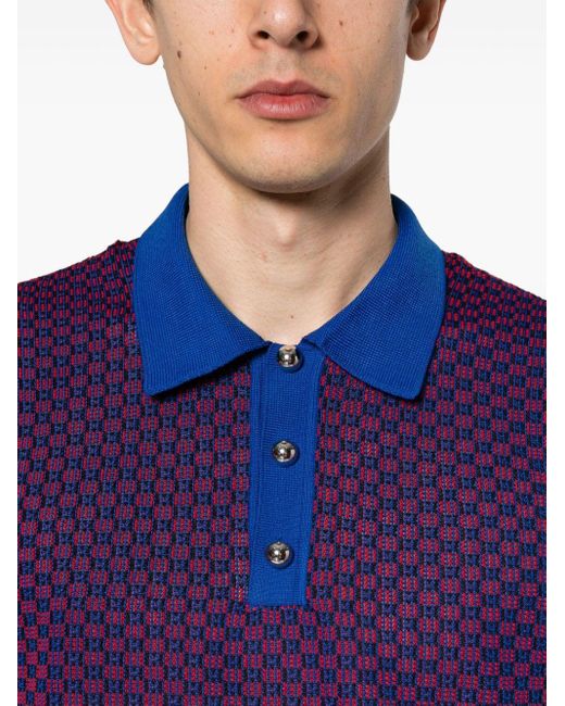Wales Bonner Blue Geometric-Pattern Polo Shirt for men