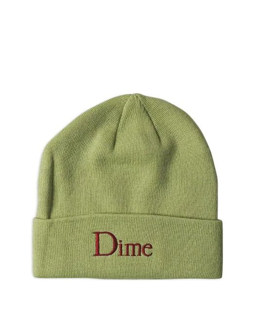Dime Green Logo-Embroidered Beanie