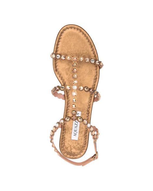 Aquazzura White Crystal-Embellished Leather Sandals