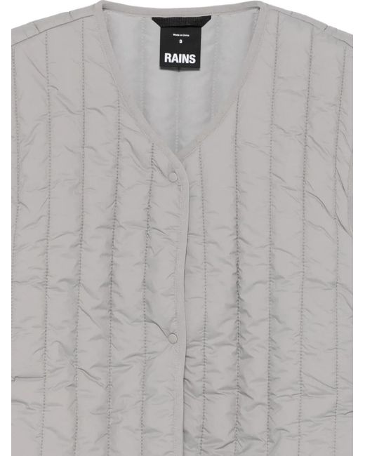 Rains Gray Quilted Button Gilet