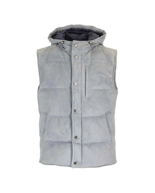 Al Duca D'aosta Gray Padded Hooded Gilet for men