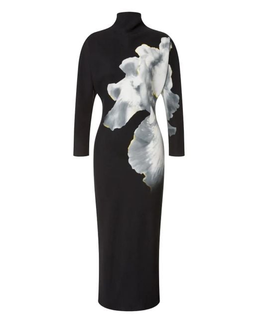 Alberta Ferretti Jurk Met Bloemenprint En Col in het Black
