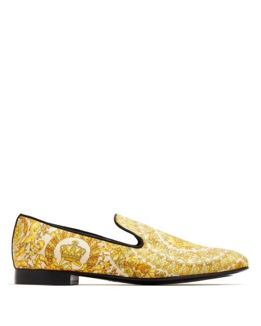 Versace Satijnen Loafers Met Barokprint in het Yellow voor heren