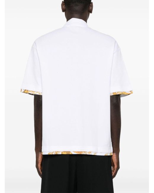 Versace White Embroidered-logo Polo Shirt for men