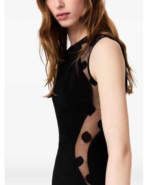 Stella McCartney Black Polka-Dot Mesh-Panel Mini Dress