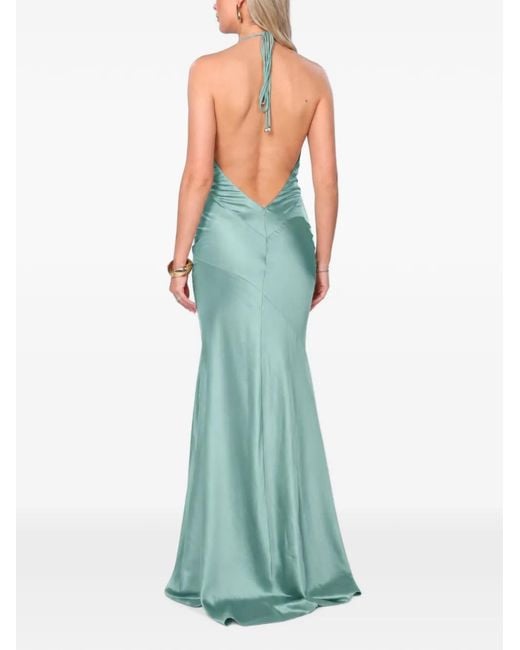 ROSERRY Green Ibiza Cowl-Neck Halterneck Maxi Dress