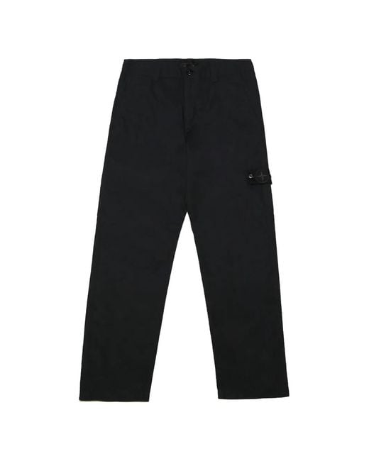 Stone Island Black Belt-Loops Trousers for men