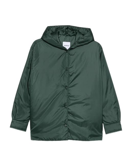Aspesi Green Beth Hooded Buttoned Jacket