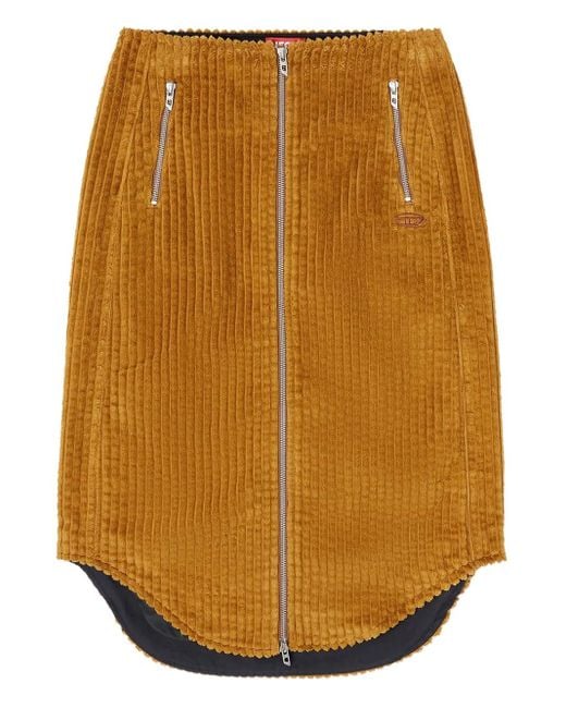 DIESEL Brown O-Llipop Zip-Front Corduroy Midi Skirt