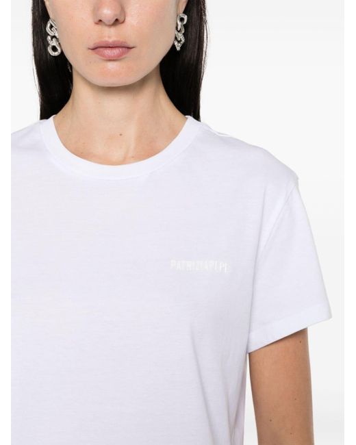 T-shirt en coton à logo pailleté Patrizia Pepe en coloris White