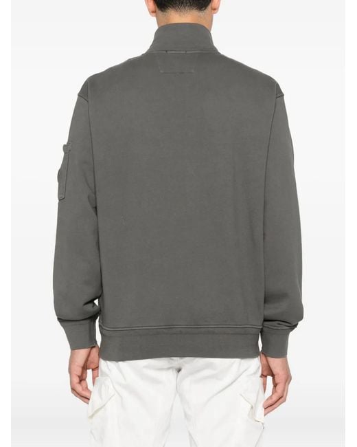 C P Company Gray Half-Zip Pocket Sweatshirt for men