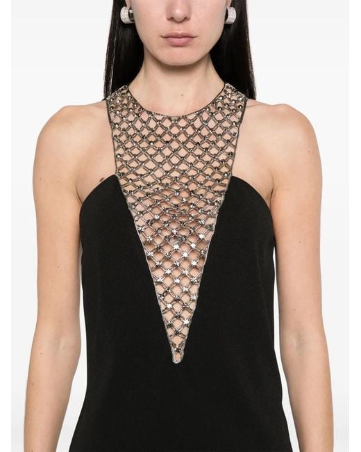 The Attico Black Short Dress With Crystals