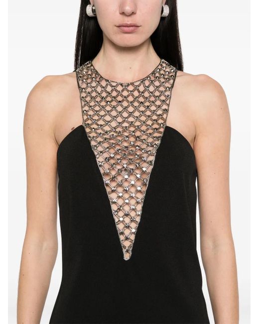 The Attico Black Short Dress With Crystals