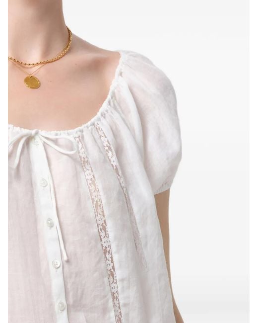 Citizens of Humanity White Tatev Lace-Insert Top