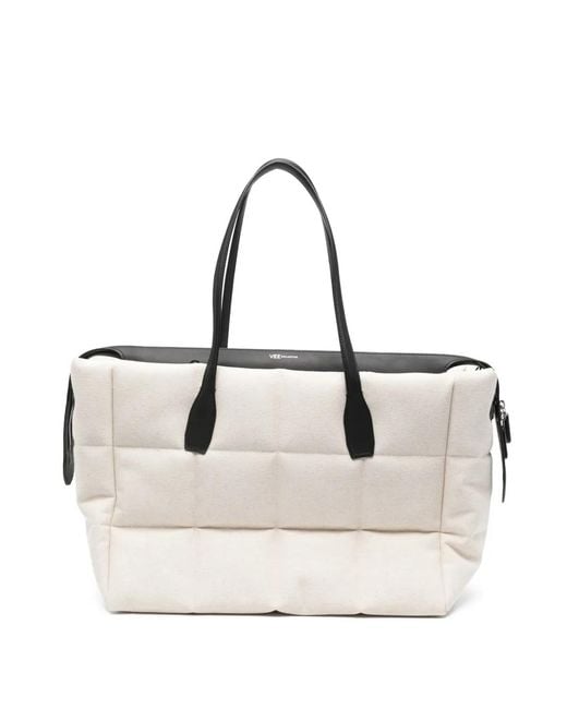 VEE COLLECTIVE Natural Large Tela Quilted Shoulder Bag
