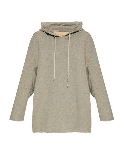 Rick Owens White Frayed-Hem Hoodie for men