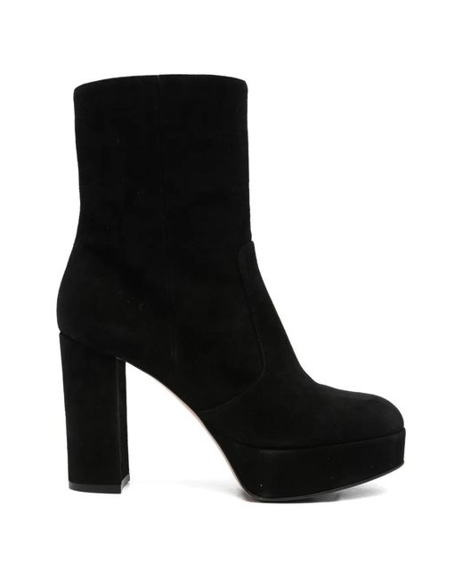Gianvito Rossi Black Platform Leather Boots