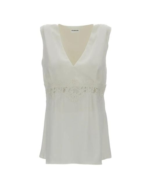 P.A.R.O.S.H. Gray Lace-Detail Blouse
