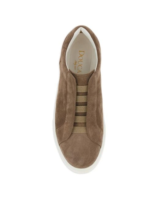 Doucal's Brown Slip-On Suede Sneakers for men
