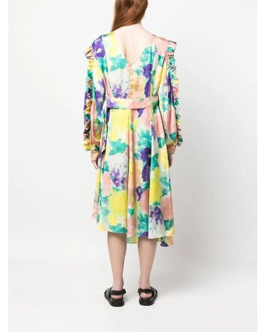 Remain Blue Floral-Print Long-Sleeved Maxi Dress