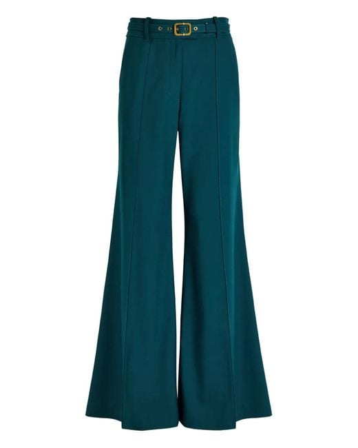Zimmermann Blue Belt-Fastening Flared Trousers