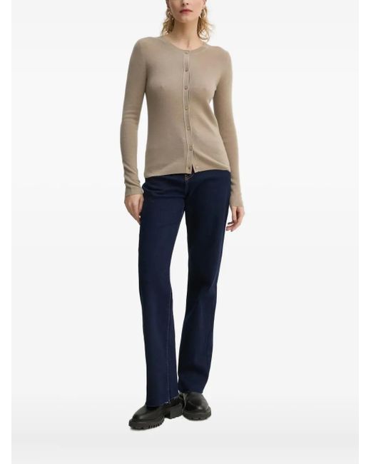 Marc O' Polo Blue Button-Front Ribbed Cardigan