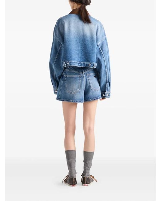 Prada Blue Cropped Denim Jacket