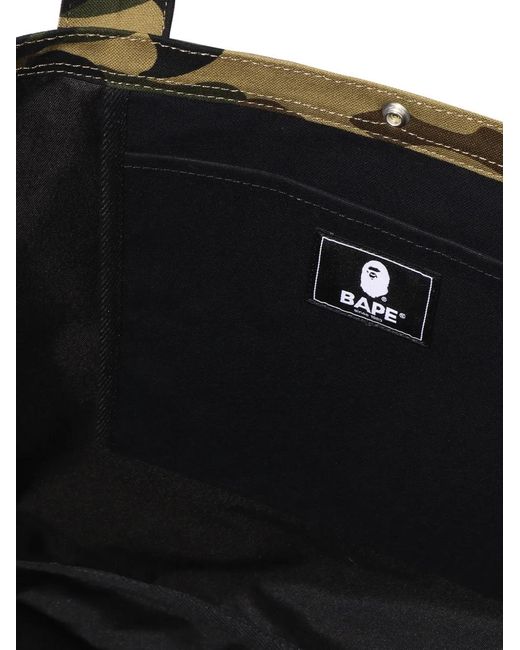 A Bathing Ape Black Camo Camouflage-Print Logo-Embroidered Messenger Bag for men