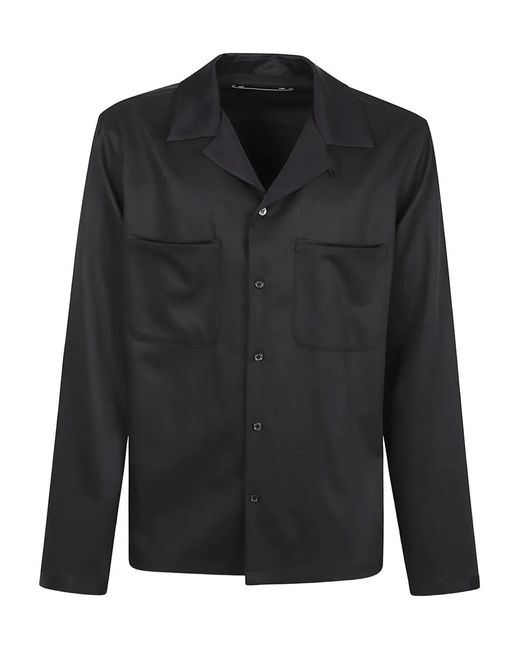 Golden Goose Deluxe Brand Black Shirt With Satin Details for men
