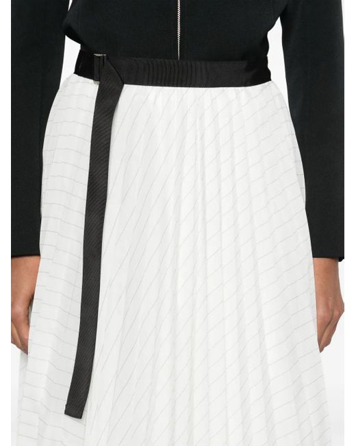 Falda midi plisada Sacai de color White