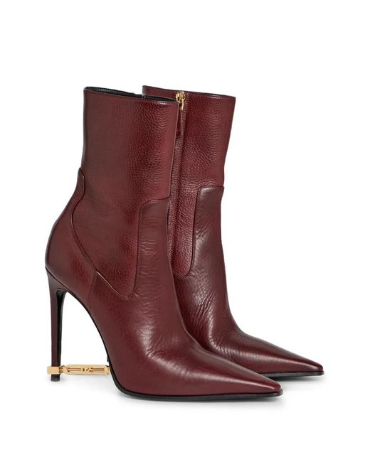 DSquared² Red Metal-Bar Heeled Ankle Boots