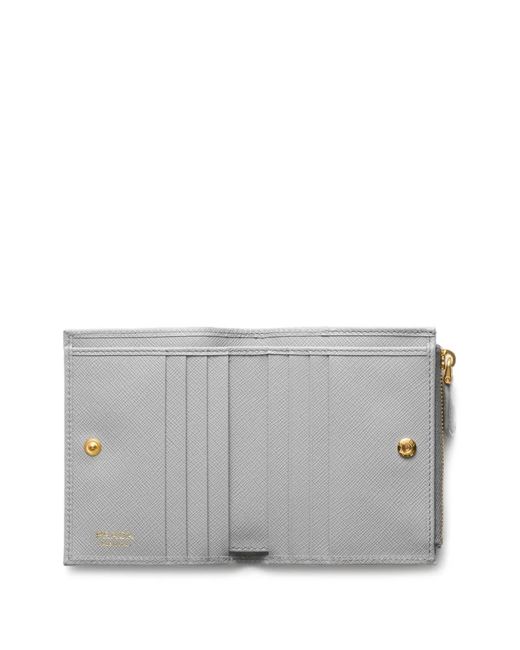 Prada Gray Small Logo-Plaque Wallet