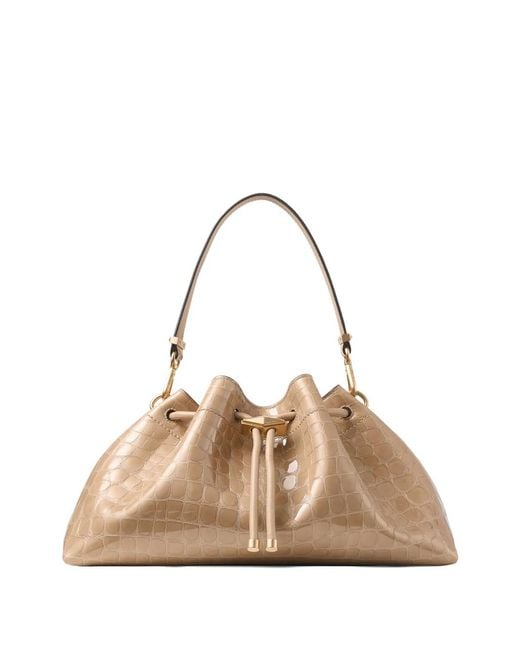 Jimmy Choo Natural Medium Cinch Crocodile-Embossed Shoulder Bag