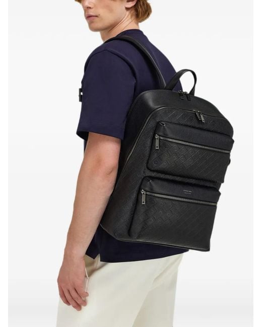 Ferragamo Black Monogram Backpack for men